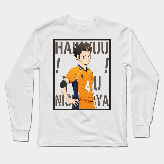 Haikyuu!!: Yu Nishinoya with Colored Background Text Long Sleeve T-Shirt by InalZ